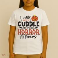 I Just Want To Cuddle And Watch Horror Movies T-Shirt thumb 4
