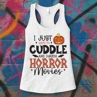 I Just Want To Cuddle And Watch Horror Movies Women's Tank Top thumb 3