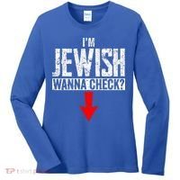 I'm Jewish Wanna Check Hebrew Hanukkah Passover Brit Milah Gift Women's Long Sleeve Shirt thumb 0