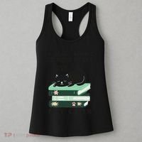I Just Want To Read Books And Pet Cats Funny Reading Cat Women's Tank Top thumb 3