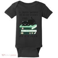 I Just Want To Read Books And Pet Cats Funny Reading Cat Baby Bodysuit thumb 0