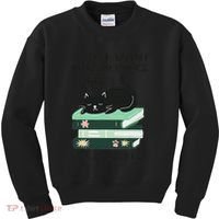 I Just Want To Read Books And Pet Cats Funny Reading Cat Kids Sweatshirt thumb 0