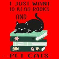 I Just Want To Read Books And Pet Cats Funny Reading Cat Santa Hat thumb 1