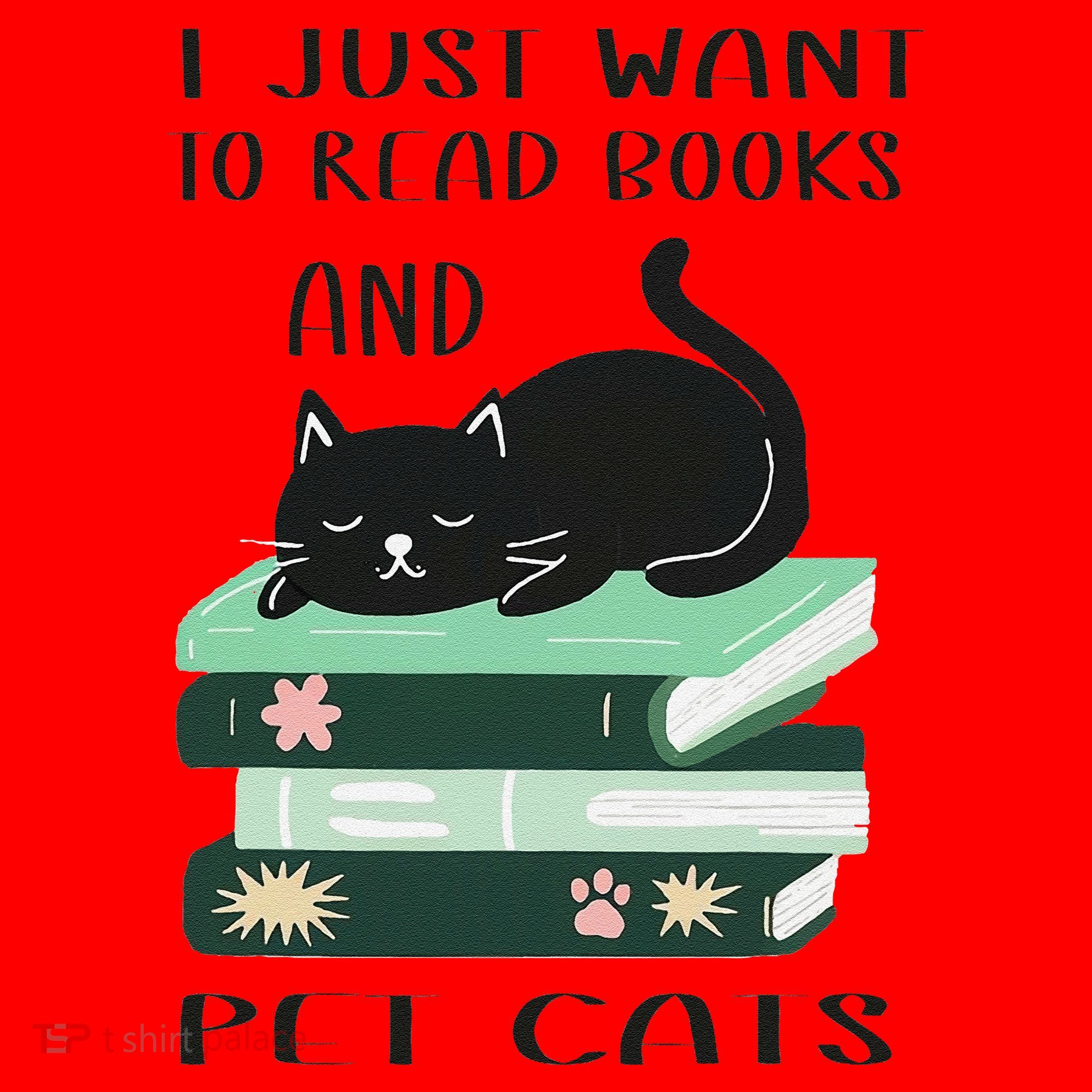 I Just Want To Read Books And Pet Cats Funny Reading Cat Santa Hat