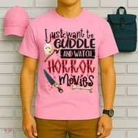 I Just Want To Cuddle And Watch Horror Movies T-Shirt thumb 6