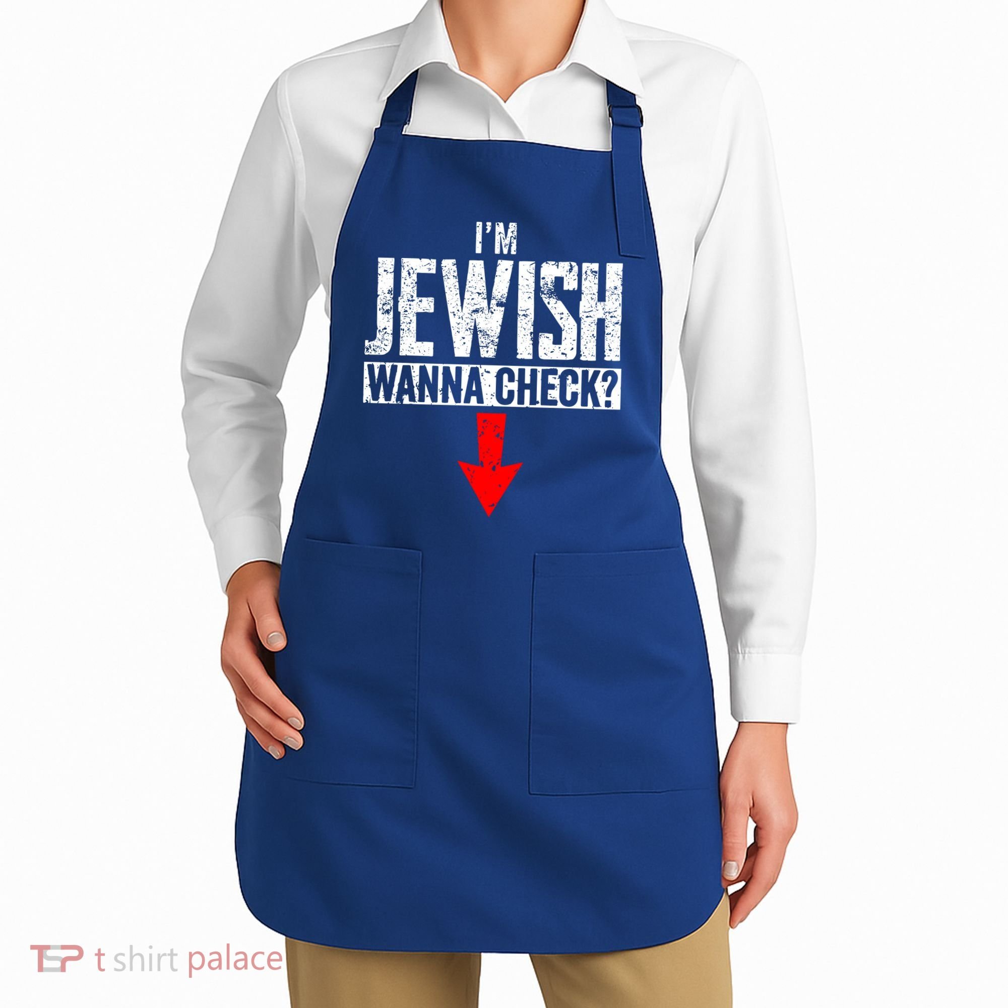 IM Jewish Wanna Check Hebrew Hanukkah Passover Brit Milah Apron