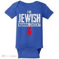 IM Jewish Wanna Check Hebrew Hanukkah Passover Brit Milah Baby Bodysuit thumb 0