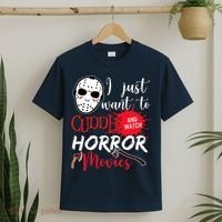 I Just Want To Cuddle And Watch Horror Movies T-Shirt thumb 2