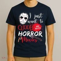 I Just Want To Cuddle And Watch Horror Movies T-Shirt thumb 3