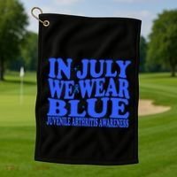 In July We Wear Blue Juvenile Arthritis Awareness Groovy Meaningful Gift Golf Towel thumb 1