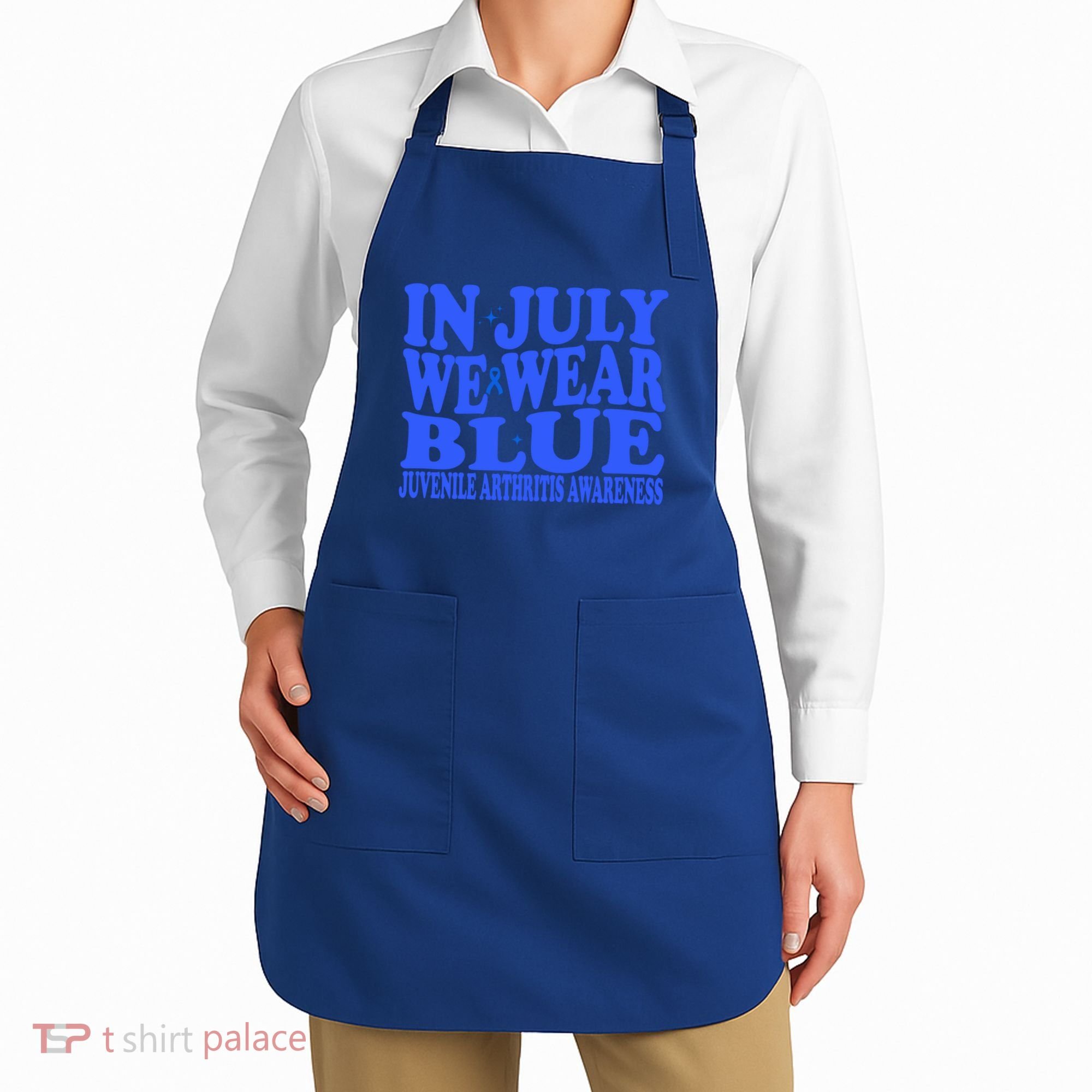 In July We Wear Blue Juvenile Arthritis Awareness Groovy Meaningful Gift Apron