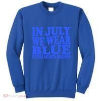 In July We Wear Blue Juvenile Arthritis Awareness Groovy Meaningful Gift Sweatshirt thumb 0
