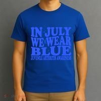 In July We Wear Blue Juvenile Arthritis Awareness Groovy Meaningful Gift T-Shirt thumb 3