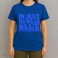 In July We Wear Blue Juvenile Arthritis Awareness Groovy Meaningful Gift T-Shirt thumb 4