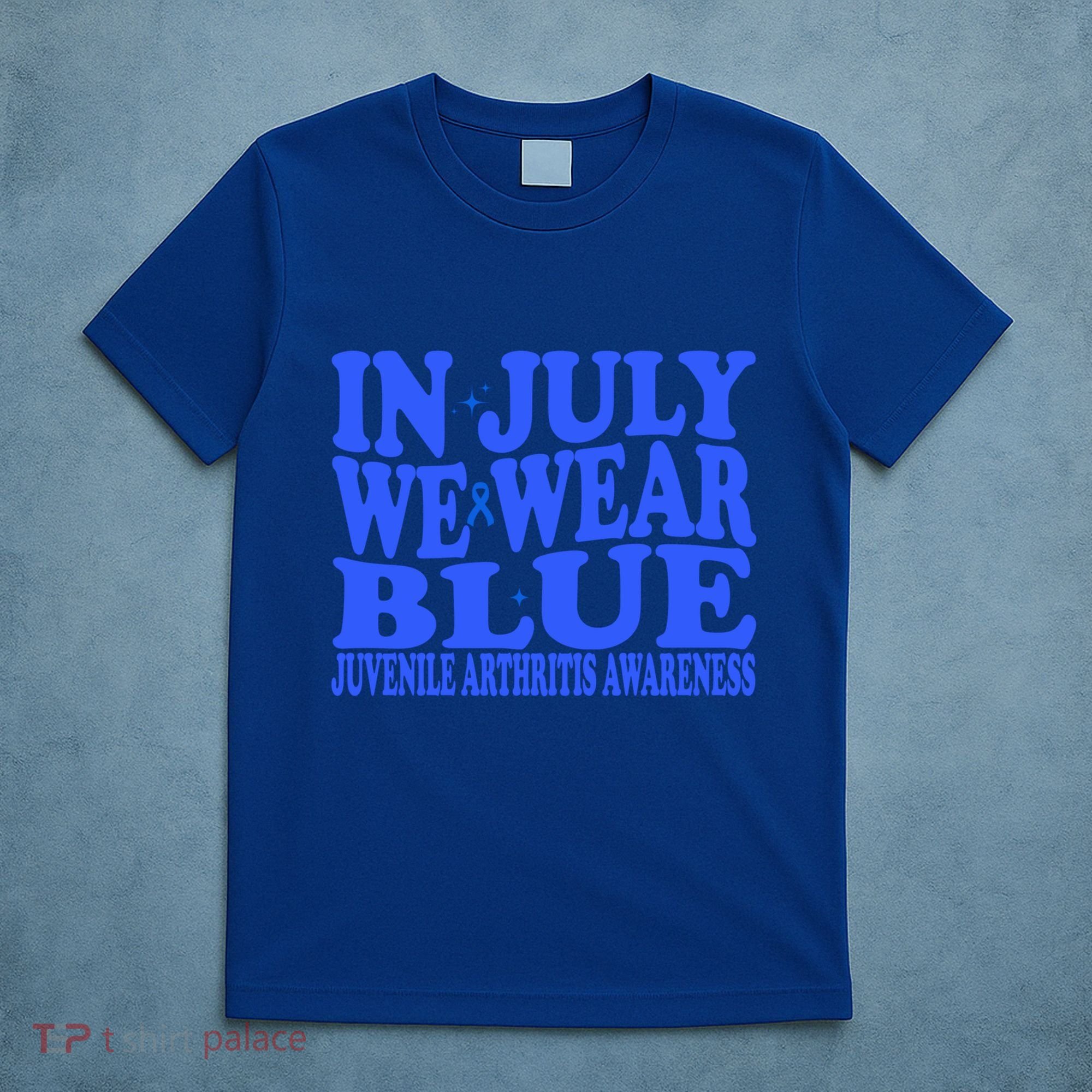 In July We Wear Blue Juvenile Arthritis Awareness Groovy Meaningful Gift T-Shirt