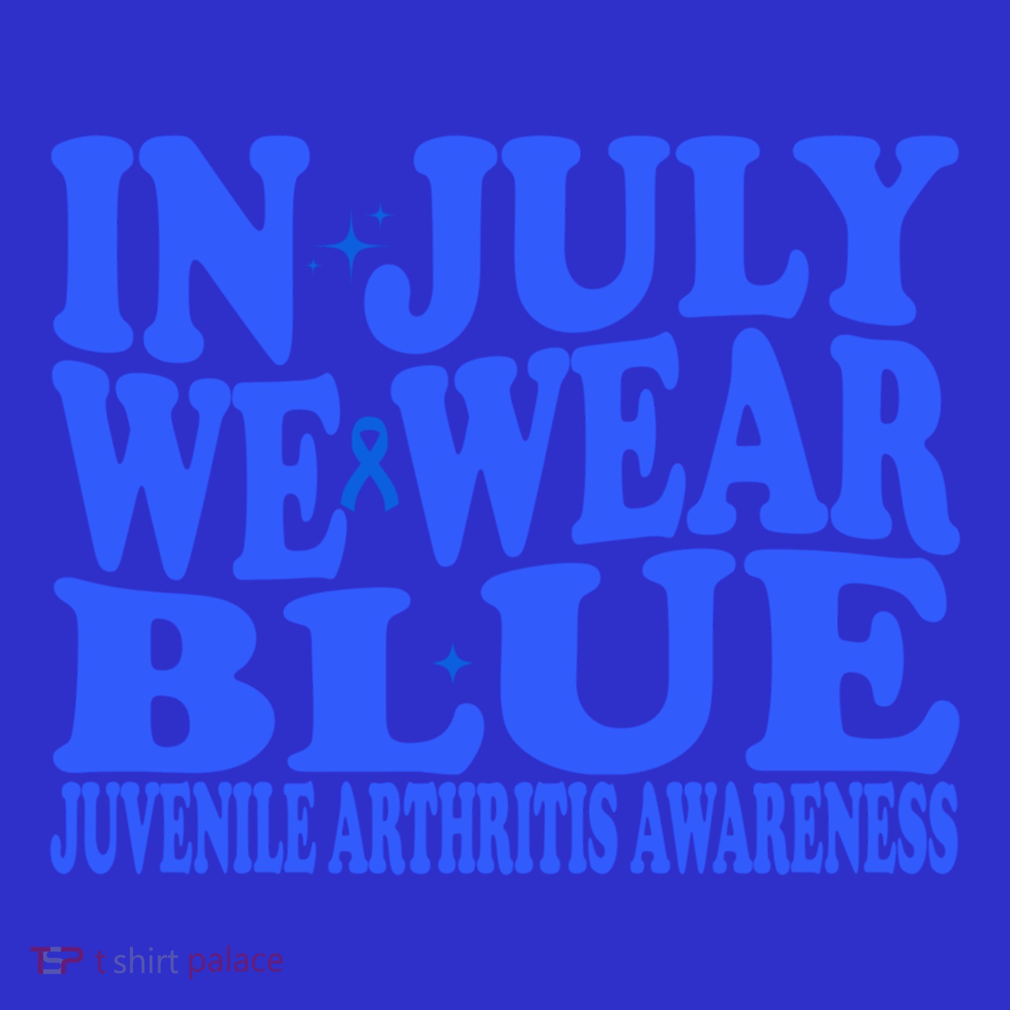 In July We Wear Blue Juvenile Arthritis Awareness Groovy Meaningful Gift Polo