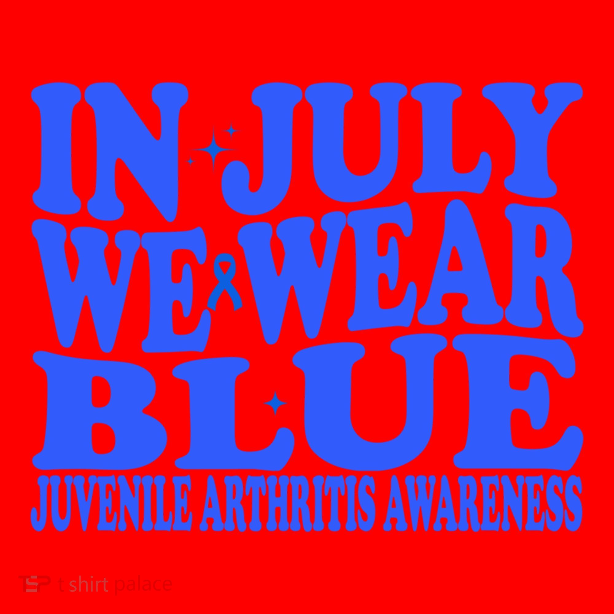 In July We Wear Blue Juvenile Arthritis Awareness Groovy Meaningful Gift Santa Hat
