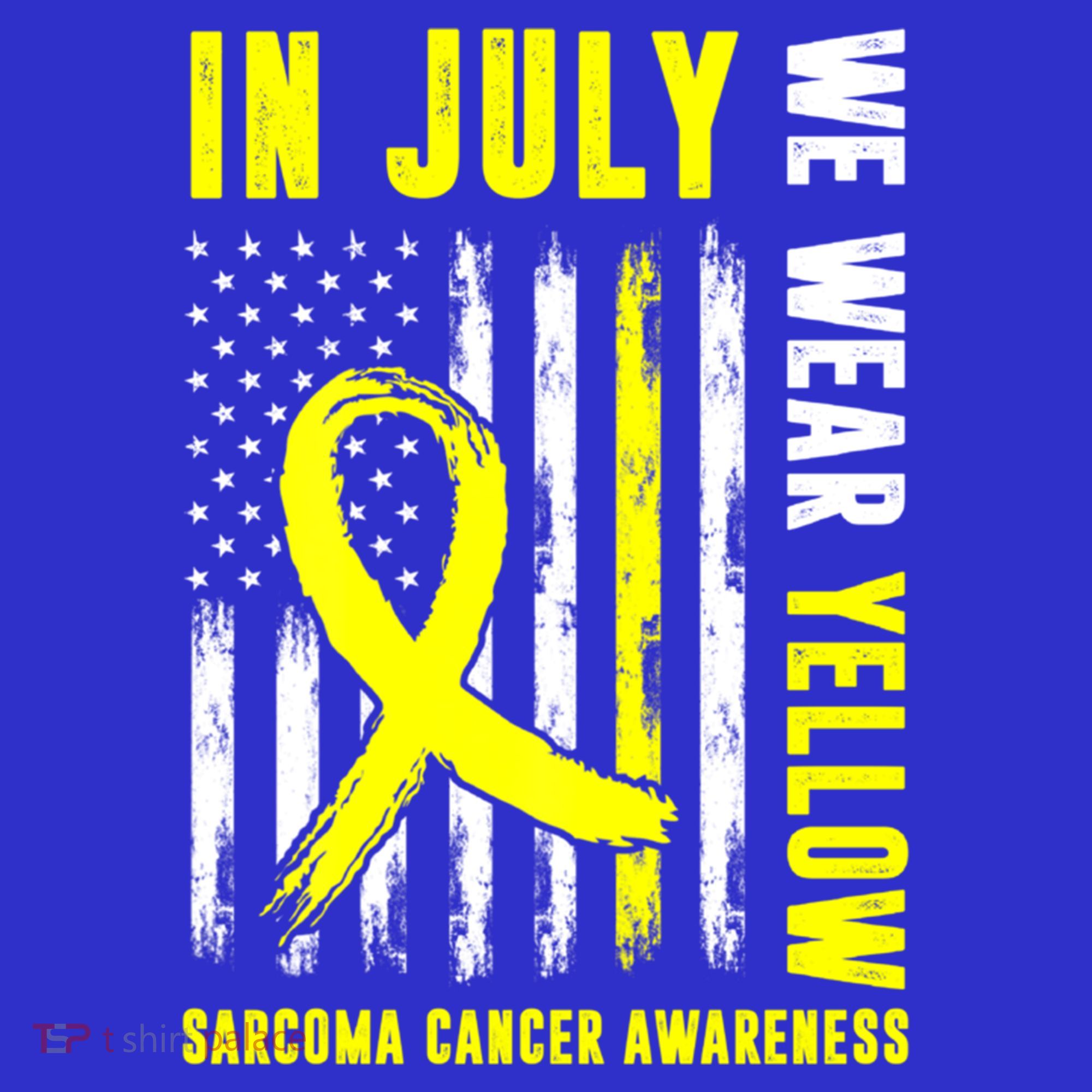 In July We Wear Yellow Sarcoma Cancer Awareness Us Flag Cute Gift Mousepad