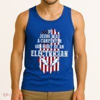 If Jesus Was A Carpenter God Must Be An Electrician Tank Top thumb 3