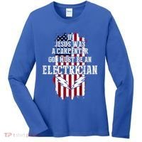 If Jesus Was A Carpenter God Must Be An Electrician Women's Long Sleeve Shirt thumb 0
