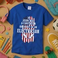 If Jesus Was A Carpenter God Must Be An Electrician Kids T-Shirt thumb 3