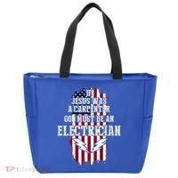 If Jesus Was A Carpenter God Must Be An Electrician Tote Bag thumb 0