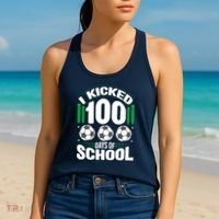I Kicked 100 Days Of School Soccer Player Costume Boy Women's Tank Top thumb 2