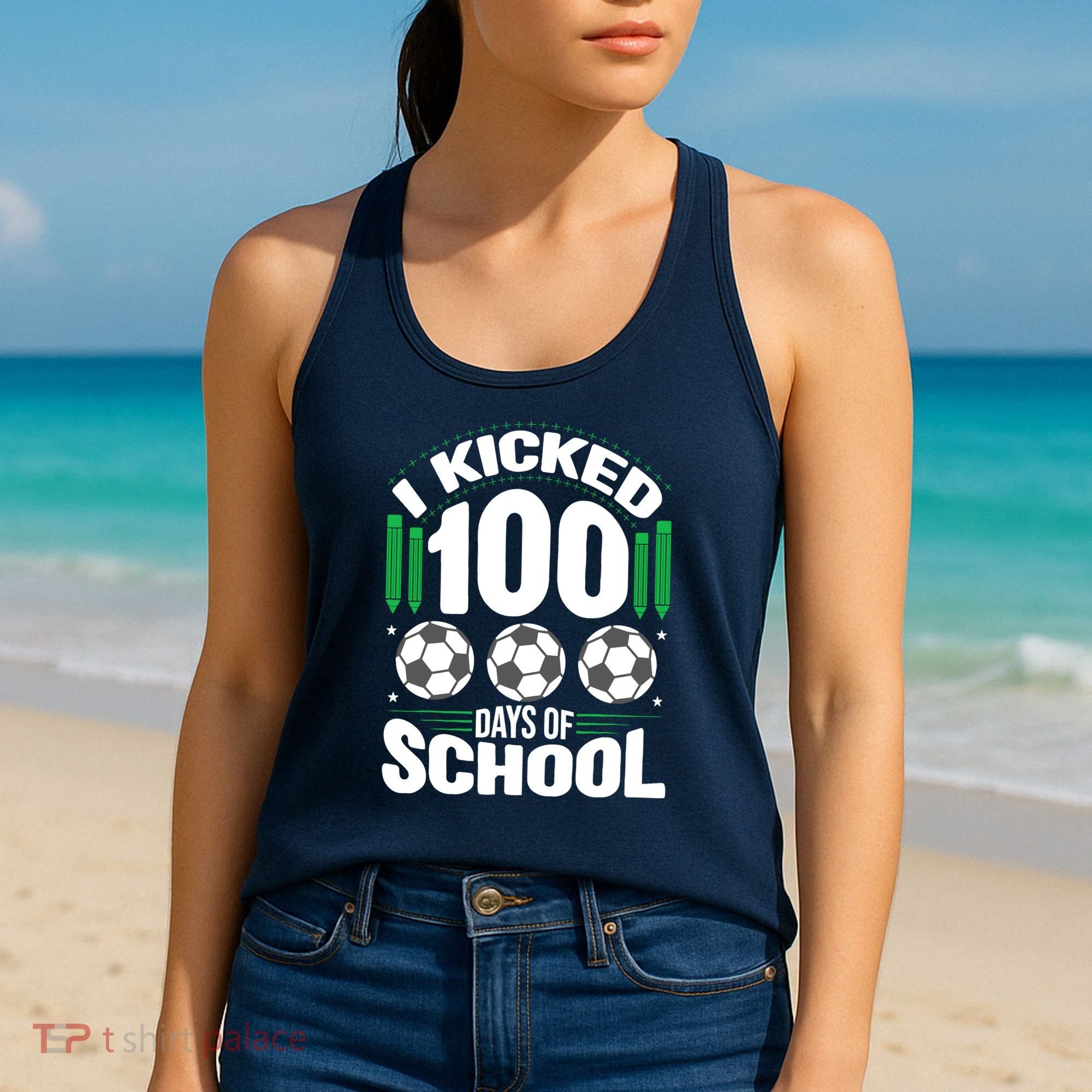I Kicked 100 Days Of School Soccer Player Costume Boy Women's Tank Top