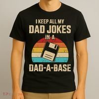 I Keep All My Dad Jokes In A DadABase Vintage Fathers Day T-Shirt thumb 3
