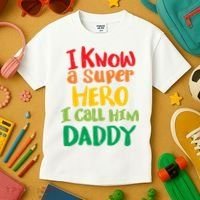 I Know A Super Hero I Call Him Daddy Kids T-Shirt thumb 3
