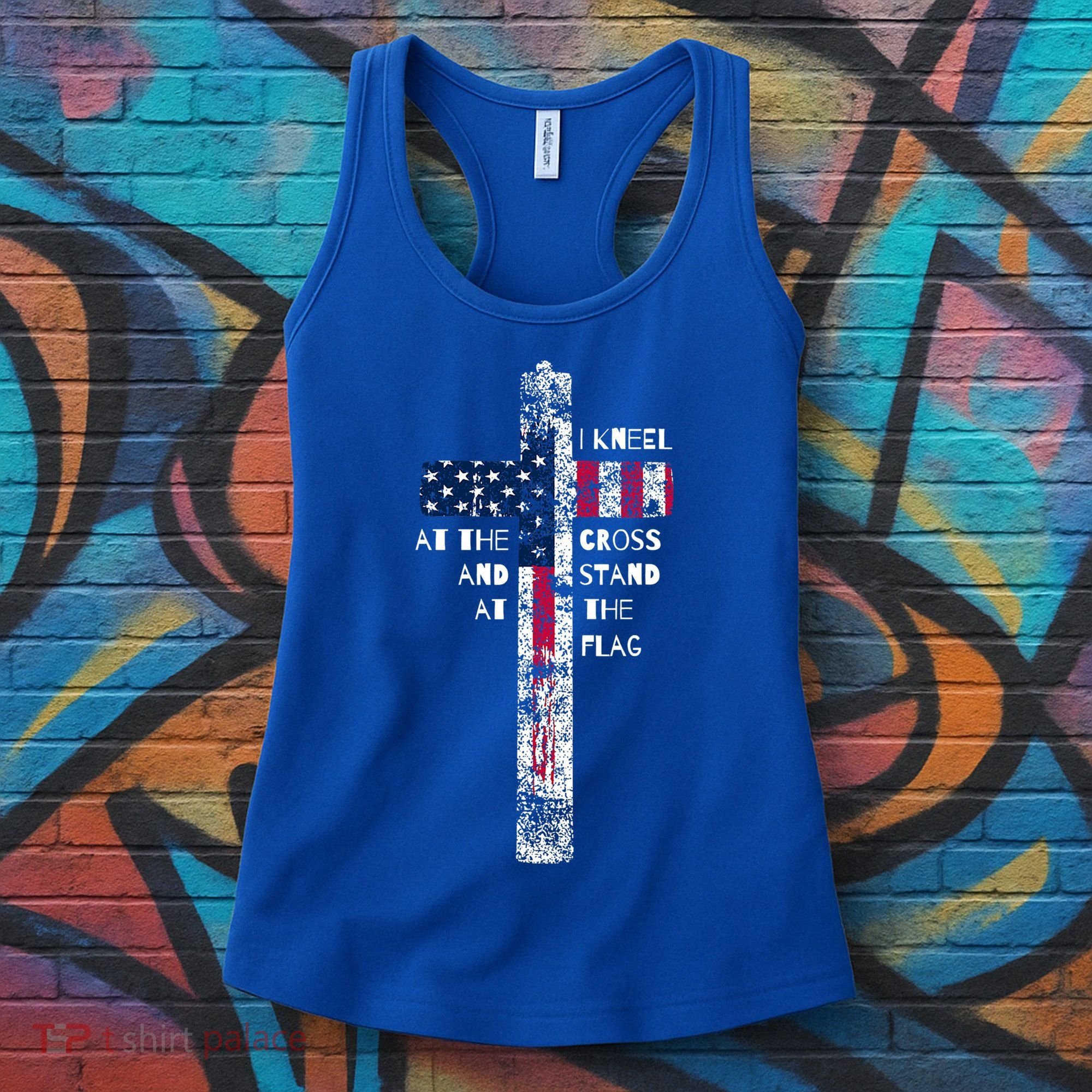 I Kneel At The Cross And Stand Patriotic Stand For The Flag Gift Women's Tank Top
