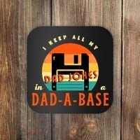 I Keep All My Dad Jokes In A DadABase Funny Retro Dad Joke Coaster thumb 0
