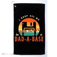 I Keep All My Dad Jokes In A DadABase Funny Retro Dad Joke Golf Towel thumb 0