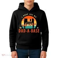 I Keep All My Dad Jokes In A DadABase Funny Retro Dad Joke Kids Hoodie thumb 4