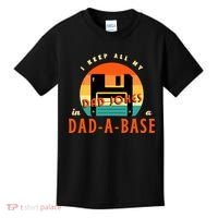 I Keep All My Dad Jokes In A DadABase Funny Retro Dad Joke Kids T-Shirt thumb 0