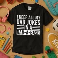 I Keep All My Dad Jokes In A Dad A Base Dad Jokes Kids T-Shirt thumb 3