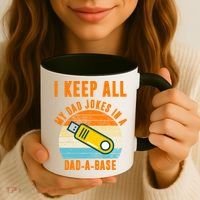 I Keep All My Dad Jokes In A Dad A Base Retro Sunset Coffee Mug thumb 3