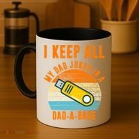 I Keep All My Dad Jokes In A Dad A Base Retro Sunset Coffee Mug thumb 4