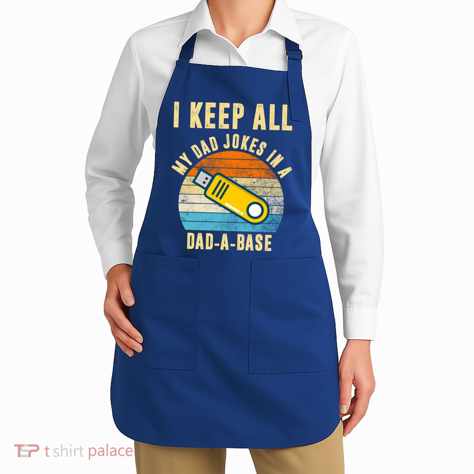I Keep All My Dad Jokes In A Dad A Base Retro Sunset Apron