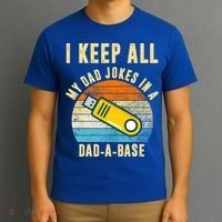 I Keep All My Dad Jokes In A Dad A Base Retro Sunset T-Shirt thumb 3