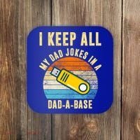I Keep All My Dad Jokes In A Dad A Base Retro Sunset Coaster thumb 0