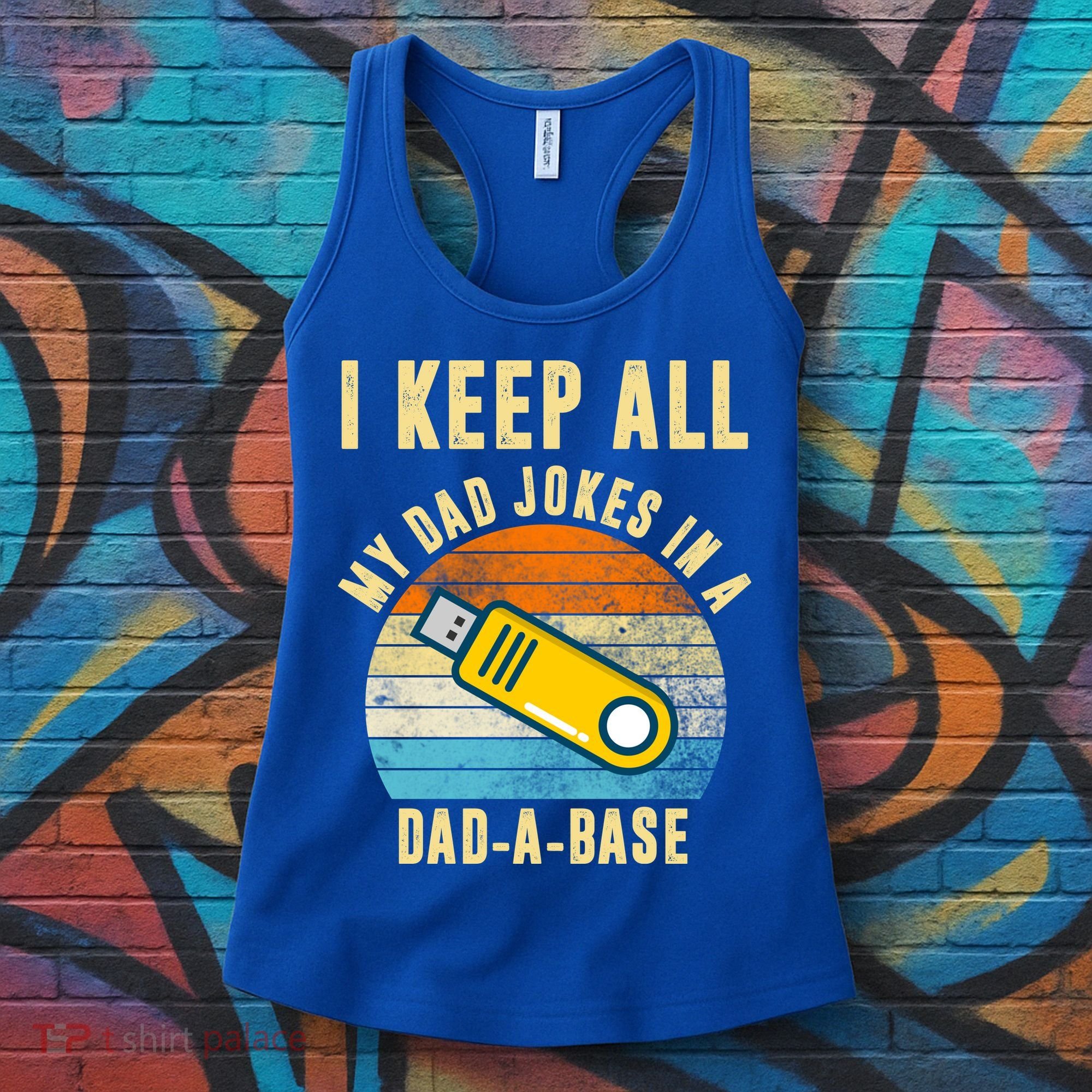 I Keep All My Dad Jokes In A Dad A Base Retro Sunset Women's Tank Top