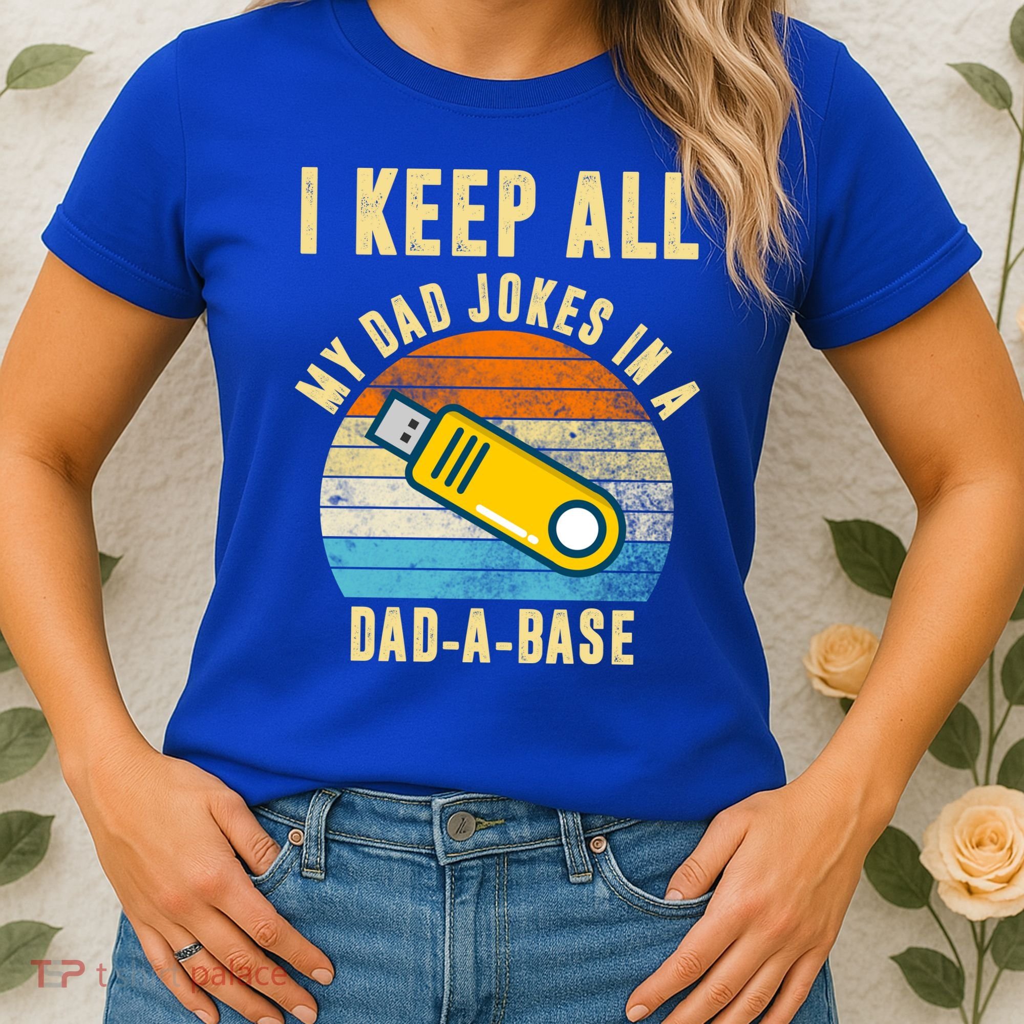 I Keep All My Dad Jokes In A Dad A Base Retro Sunset Women's T-Shirt