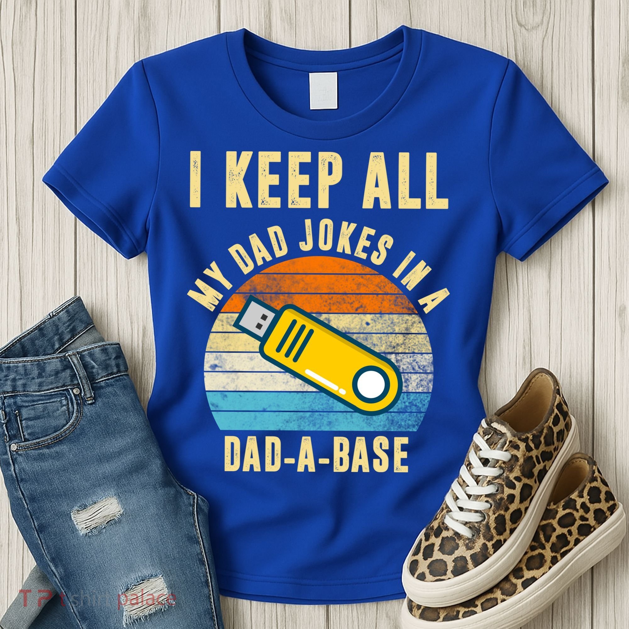 I Keep All My Dad Jokes In A Dad A Base Retro Sunset Women's T-Shirt