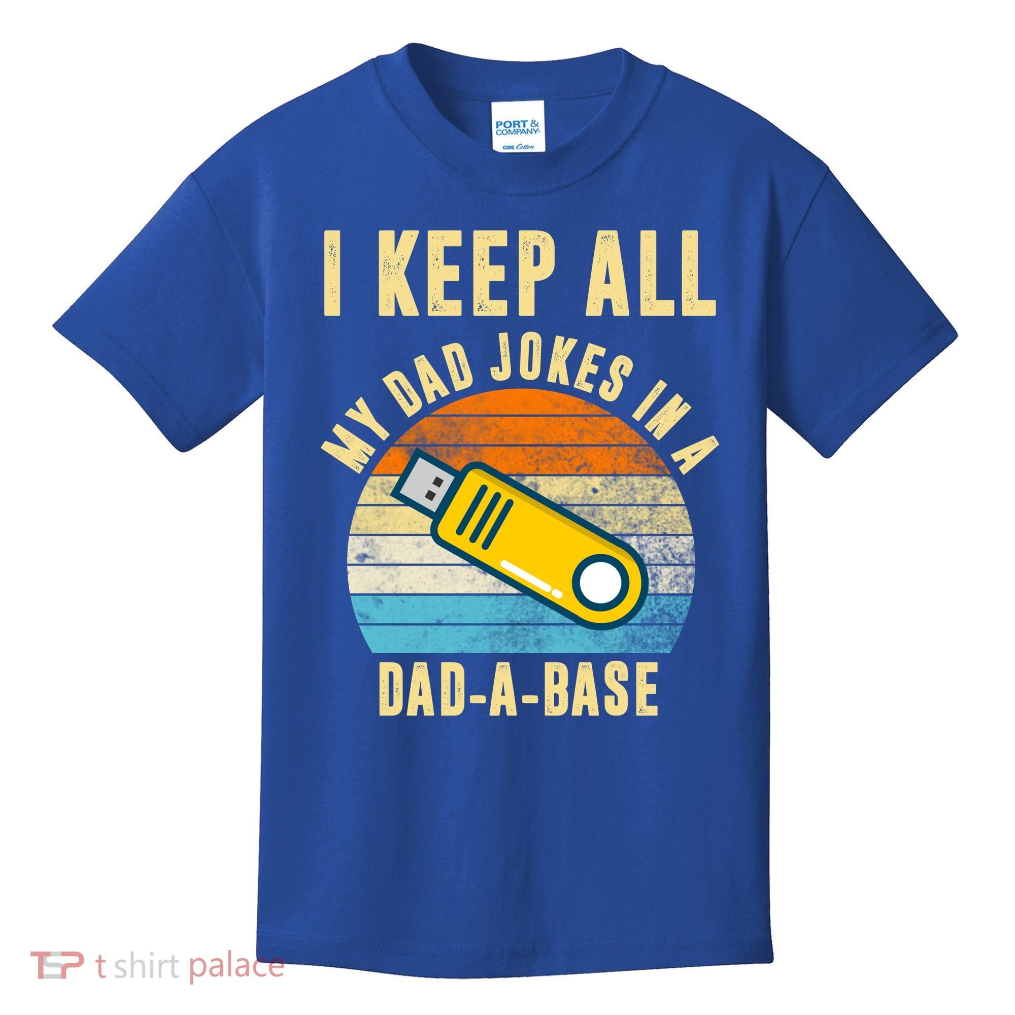 I Keep All My Dad Jokes In A Dad A Base Retro Sunset Kids T-Shirt