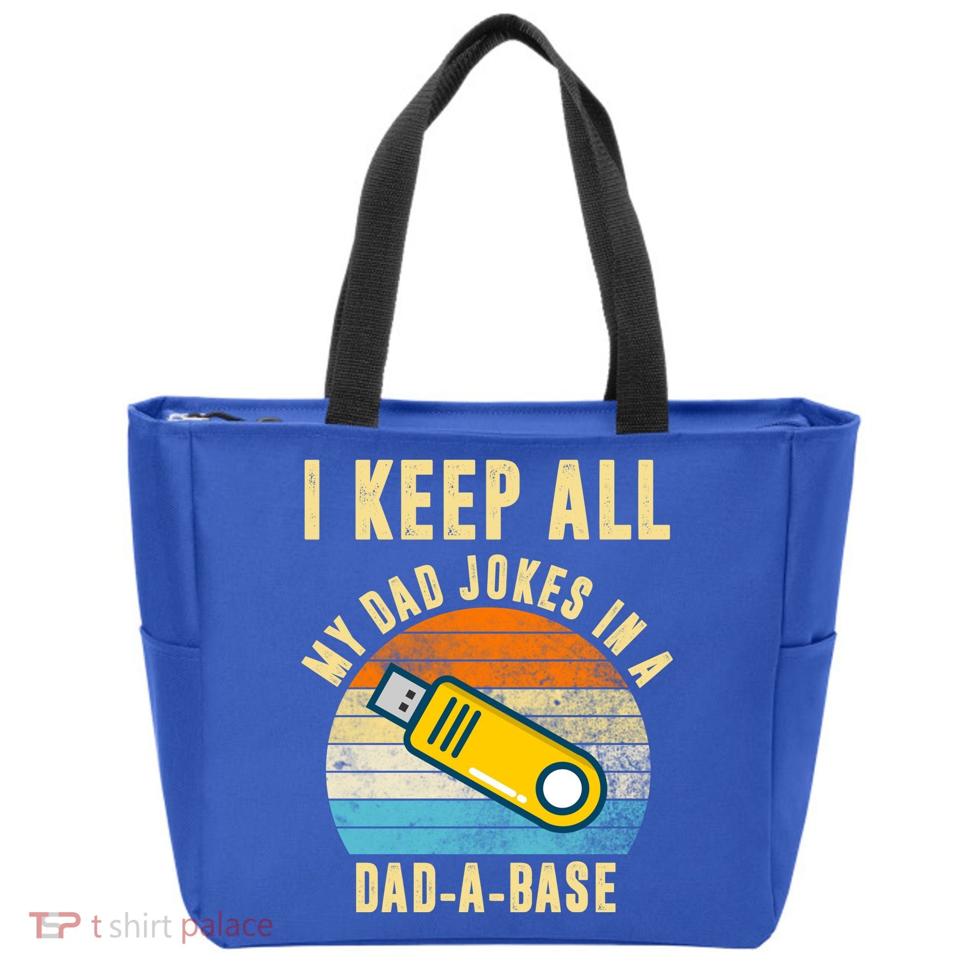 I Keep All My Dad Jokes In A Dad A Base Retro Sunset Tote Bag