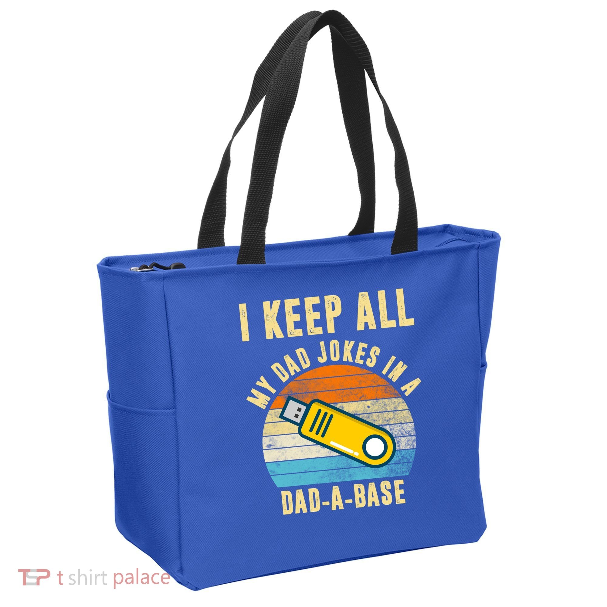 I Keep All My Dad Jokes In A Dad A Base Retro Sunset Tote Bag