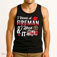 I Kissed A Fireman I Liked It Firefighter Valentine Days Tank Top thumb 3