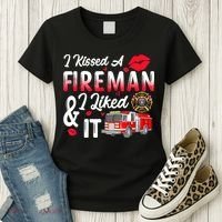 I Kissed A Fireman I Liked It Firefighter Valentine Days Women's T-Shirt thumb 3