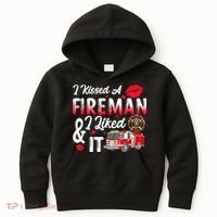 I Kissed A Fireman I Liked It Firefighter Valentine Days Kids Hoodie thumb 0
